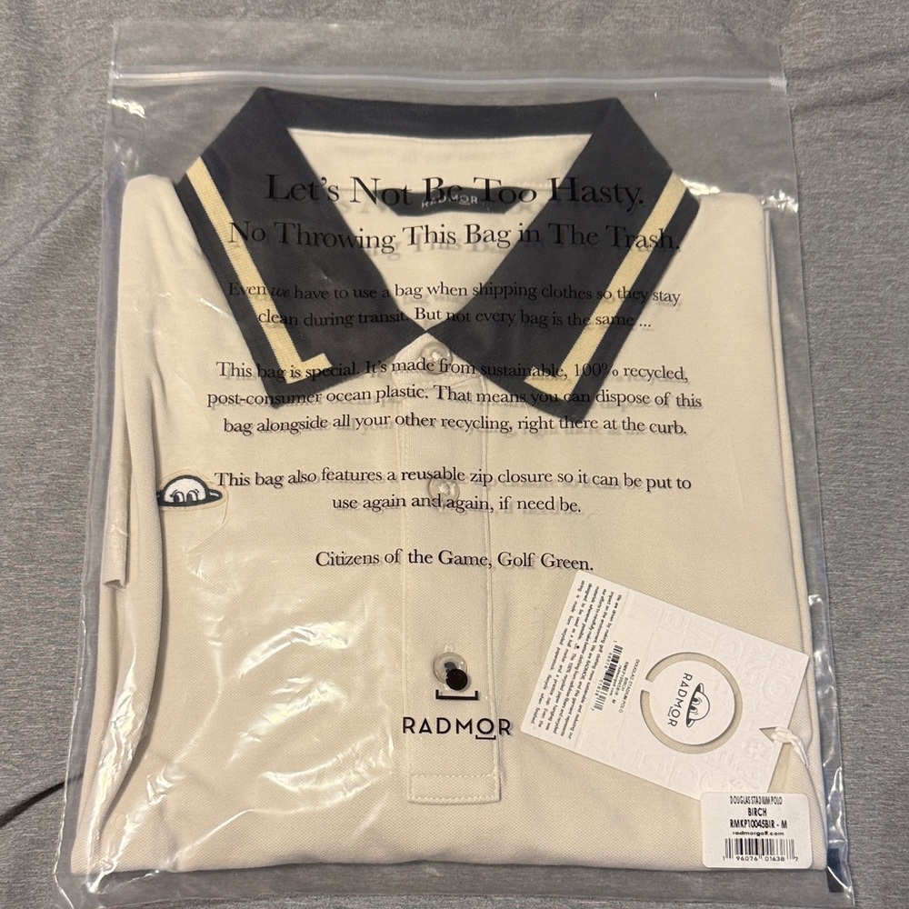 Radmor Men's Cream Douglas Polo Shirt with Black Collar - M